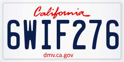 CA license plate 6WIF276