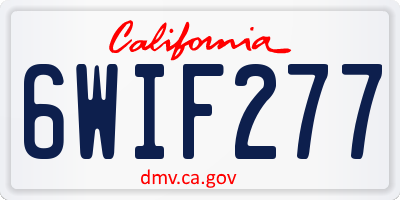 CA license plate 6WIF277
