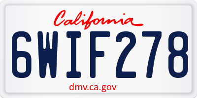 CA license plate 6WIF278