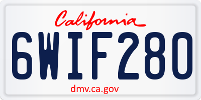 CA license plate 6WIF280