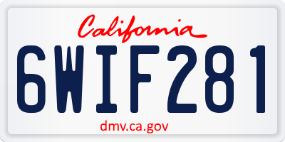 CA license plate 6WIF281