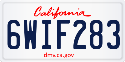 CA license plate 6WIF283