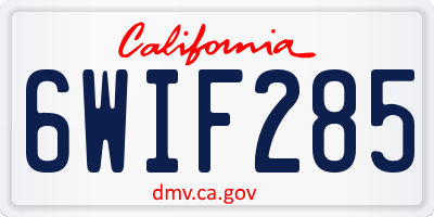 CA license plate 6WIF285
