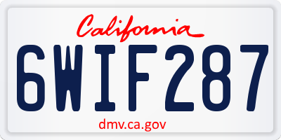 CA license plate 6WIF287