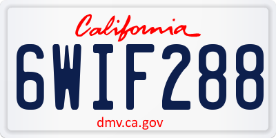 CA license plate 6WIF288
