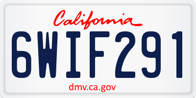 CA license plate 6WIF291
