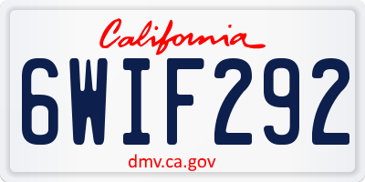 CA license plate 6WIF292