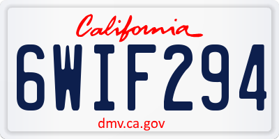 CA license plate 6WIF294