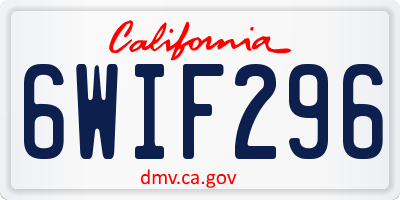 CA license plate 6WIF296