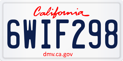 CA license plate 6WIF298