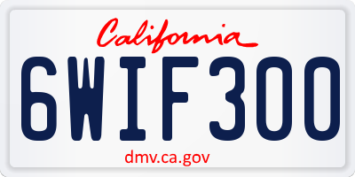 CA license plate 6WIF300