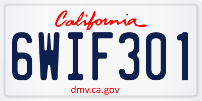 CA license plate 6WIF301
