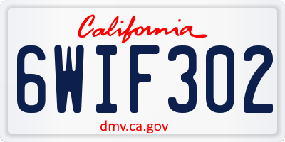 CA license plate 6WIF302