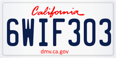 CA license plate 6WIF303