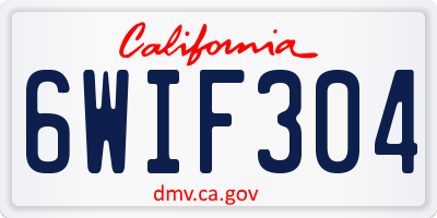 CA license plate 6WIF304