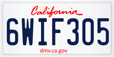 CA license plate 6WIF305