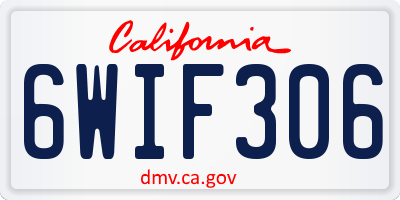 CA license plate 6WIF306