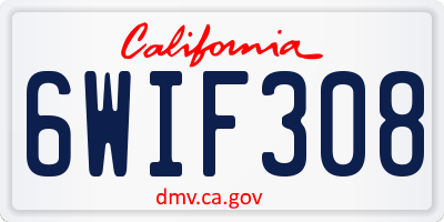 CA license plate 6WIF308