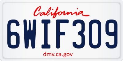 CA license plate 6WIF309