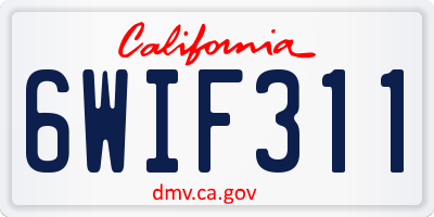 CA license plate 6WIF311
