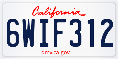 CA license plate 6WIF312