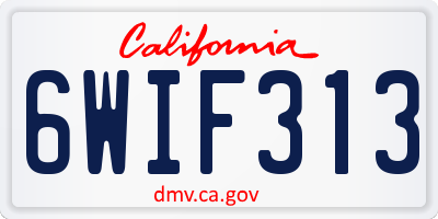 CA license plate 6WIF313