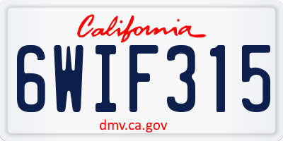CA license plate 6WIF315