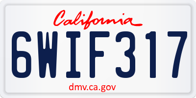 CA license plate 6WIF317