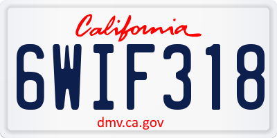 CA license plate 6WIF318