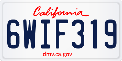 CA license plate 6WIF319