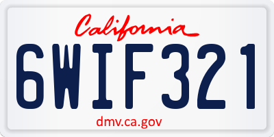 CA license plate 6WIF321