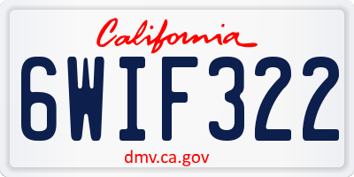 CA license plate 6WIF322