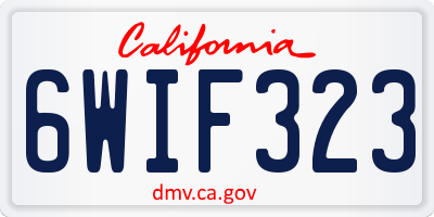 CA license plate 6WIF323