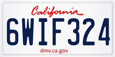 CA license plate 6WIF324