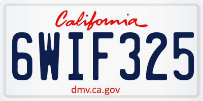 CA license plate 6WIF325