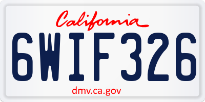 CA license plate 6WIF326