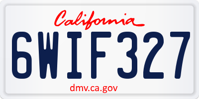CA license plate 6WIF327