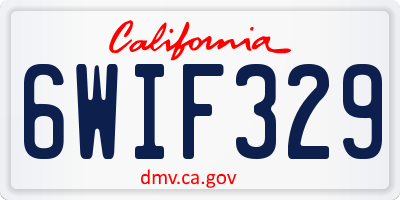 CA license plate 6WIF329