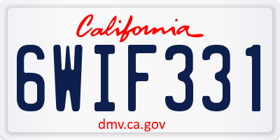 CA license plate 6WIF331
