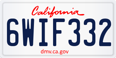 CA license plate 6WIF332