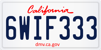 CA license plate 6WIF333