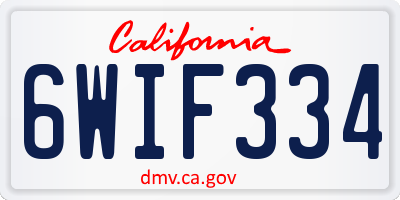 CA license plate 6WIF334