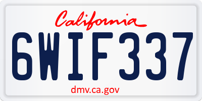 CA license plate 6WIF337