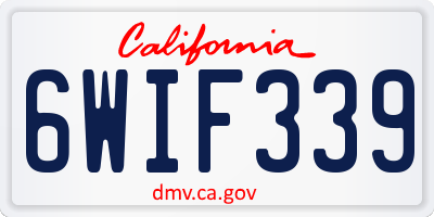 CA license plate 6WIF339