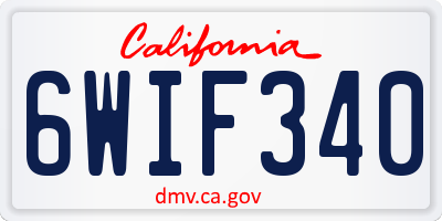 CA license plate 6WIF340