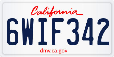 CA license plate 6WIF342