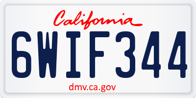 CA license plate 6WIF344