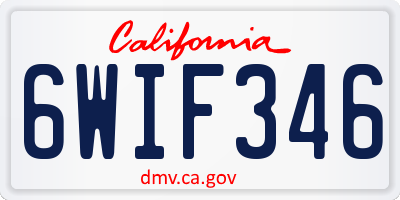 CA license plate 6WIF346