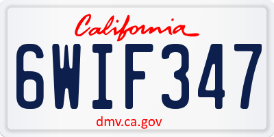 CA license plate 6WIF347
