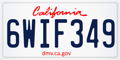CA license plate 6WIF349